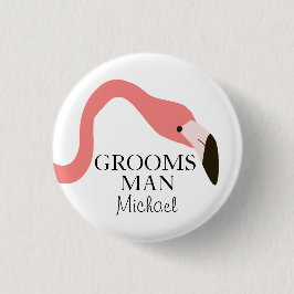 Pink Flamingo Whimsy Groomsman Ronde Button 3,2 Cm