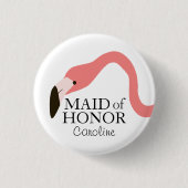 Pink Flamingo Whimsy Maid of Honor Ronde Button 3,2 Cm (Voorkant)