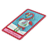 PINK FLAMINGO WHITE CHRISTMAS SNEE WERELDBOL MAGNE MAGNEET (Linkerzijde)