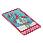 PINK FLAMINGO WHITE CHRISTMAS SNEE WERELDBOL MAGNE MAGNEET (Rechterzijde)