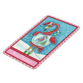 PINK FLAMINGO WHITE CHRISTMAS SNEE WERELDBOL MAGNE MAGNEET (Linkerzijde)
