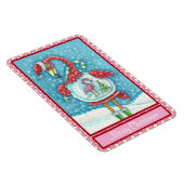 PINK FLAMINGO WHITE CHRISTMAS SNEE WERELDBOL MAGNE MAGNEET (Rechterzijde)