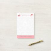 Pink Flamingo White Damasks Background Post-it® Notes (Op bureau)