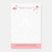 Pink Flamingo White Damasks Background Post-it® Notes (Voorkant)