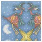 PINK FLAMINGO WITCH, HALLOWEEN FABRIC Mirror Stof (Close Up)