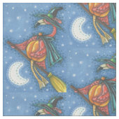 PINK FLAMINGO WITCH, HALLOWEEN FABRIC Repareert Stof (Close Up)