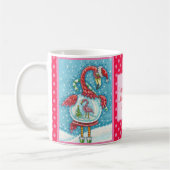 PINK FLAMINGO, WITTE CHRISTMAS SNEEUW WERELDBOL MO KOFFIEMOK (Links)