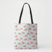 Pink Flamingos aangepaste monogram zakken Tote Bag (Voorkant)