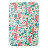 Pink Flamingos and Tropical Flowers Pattern Badmat (Voorkant Verticaal)