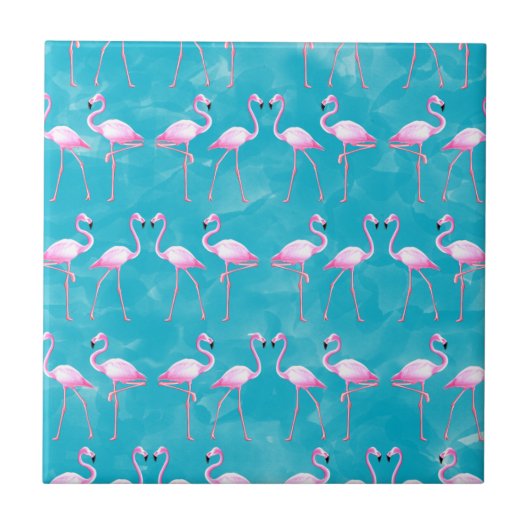 Pink Flamingos Beach Summer Tegeltje (Voorkant)