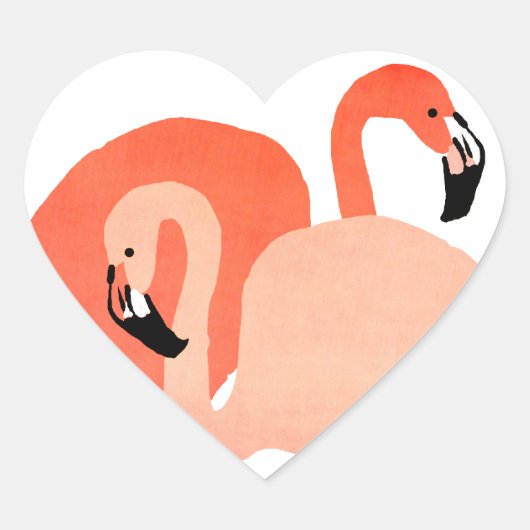 Pink Flamingos Beach Wedding Hart Sticker (Voorkant)
