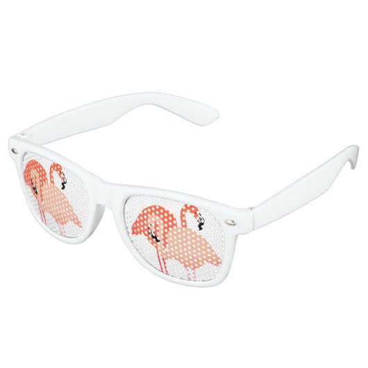 Pink Flamingos Beach Wedding Retro Zonnebril (Gekanteld)