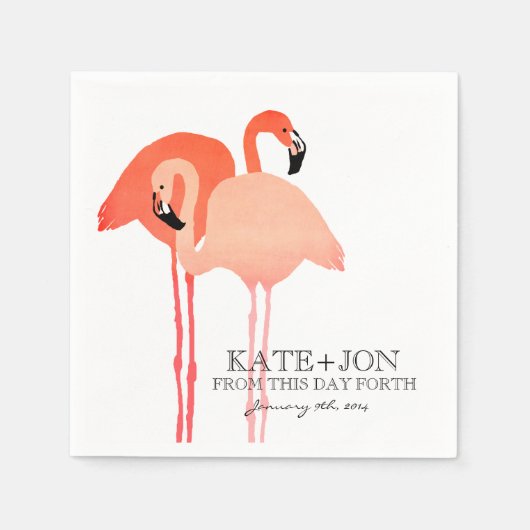 Pink Flamingos Beach Wedding Servetten (Voorkant)