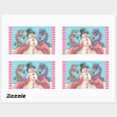 PINK FLAMINGOS BOUWENDE SNOWMAN-KERST STICKERS (Vel)