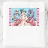 PINK FLAMINGOS BOUWENDE SNOWMAN-KERST STICKERS (Tas)