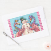 PINK FLAMINGOS BOUWENDE SNOWMAN-KERST STICKERS (Envelop)