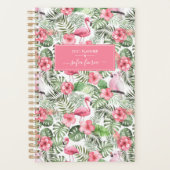 Pink Flamingos Cockatiels Palms Script Naam 2021 Planner (Voorkant)