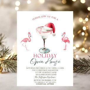Pink Flamingo's Cocktail Santa Hoed Open Huis Kaart