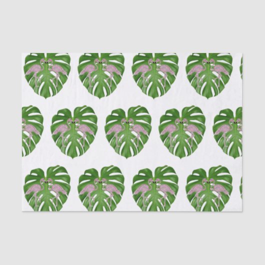Pink Flamingos Flamingo Monstera Tissuepapier (Voorkant)