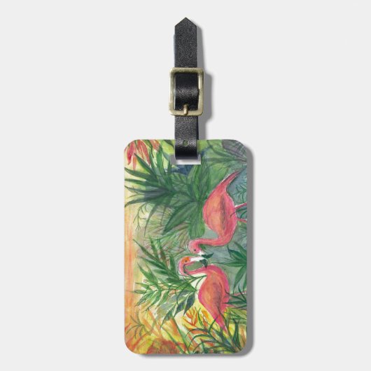 Pink Flamingos Florida Art Bagagelabel (Voorkant verticaal)