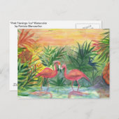 Pink Flamingos Florida Art Briefkaart (Voorkant / Achterkant)