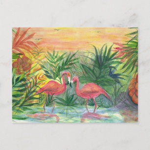 Pink Flamingos Florida Art Briefkaart