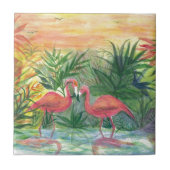 Pink Flamingos Florida Art Tegeltje (Voorkant)