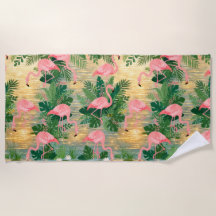 Pink Flamingos Golden Sunset Lagoon Tropical Vibe