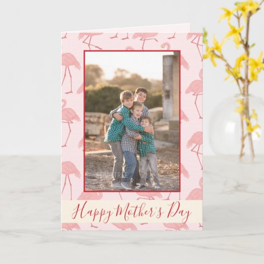 Pink Flamingos Happy Moederdag Kaart (Gele Bloem)