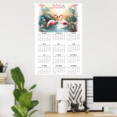 Pink Flamingos in Paradise: 2026 Wall Calendar Poster (Thuiskantoor)
