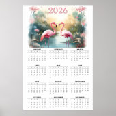 Pink Flamingos in Paradise: 2026 Wall Calendar Poster (Voorkant)