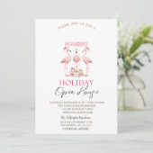 Pink Flamingo's Kerst Open Huis Kaart (Staand voorkant)