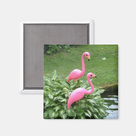 PINK FLAMINGOS magnet (vierkant) (Voorkant / Achterkant)