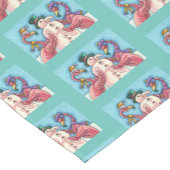 PINK FLAMINGOS MAKEN SNOWMAN, FUNNY CHRISTMAS BIRD KORTE TAFELLOPER (Hoek)