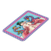 PINK FLAMINGOS MAKEN SNOWMAN, FUNNY CHRISTMAS BIRD MAGNEET (Linkerzijde)