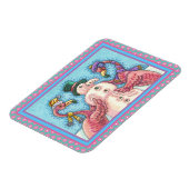 PINK FLAMINGOS MAKEN SNOWMAN, FUNNY CHRISTMAS BIRD MAGNEET (Linkerzijde)