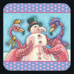 PINK FLAMINGOS MAKEN SNOWMAN, FUNNY CHRISTMAS BIRD VIERKANTE STICKER<br><div class="desc">GEKKE VLAMINGOS DIE PINK SNOWMAN MAKEN. ZEKER OM TE PASSEN. HOLIDAY-STICKERS *Aanpassen ... .Zoek overeenkomende items Susan Brack-Design</div>