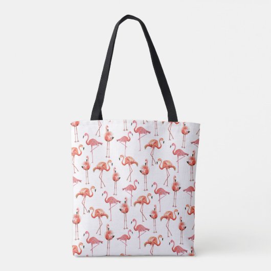Pink Flamingos Monogram Patroon | CANVAS TAS (Achterkant)