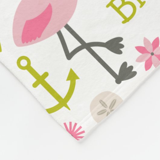 Pink Flamingos Palm Trees Beach, gepersonaliseerd Fleece Deken (Hoek)