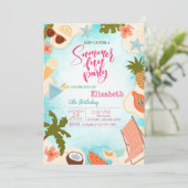 Pink Flamingos Summer Pool Party Birthday Party Kaart (Staand voorkant)