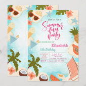 Pink Flamingos Summer Pool Party Birthday Party Kaart (Voorkant / Achterkant)