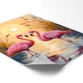 Pink Flamingos Sunset Animal Painting Poster (Hoek)