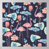 Pink flamingos surrounded by lotus flowers and pro poster (Voorkant)