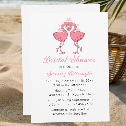 Pink Flamingos Tropical Summer Beach Bridal Shower Kaart