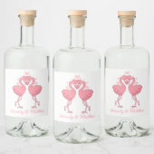 Pink Flamingos Tropical Summer Beach Wedding Likeurfles Etiket (Flessen)