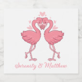 Pink Flamingos Tropical Summer Beach Wedding Sparkling Wijnetiket (Enkel label)