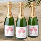 Pink Flamingos Tropical Summer Beach Wedding Sparkling Wijnetiket