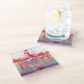 Pink Flamingos van Francis Lee Jaques Glazen Onderzetter (Schuin)