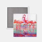 Pink Flamingos van Francis Lee Jaques Magneet (Voorkant / Achterkant)