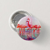Pink Flamingos van Francis Lee Jaques Ronde Button 3,2 Cm (Voorkant /achterkant)